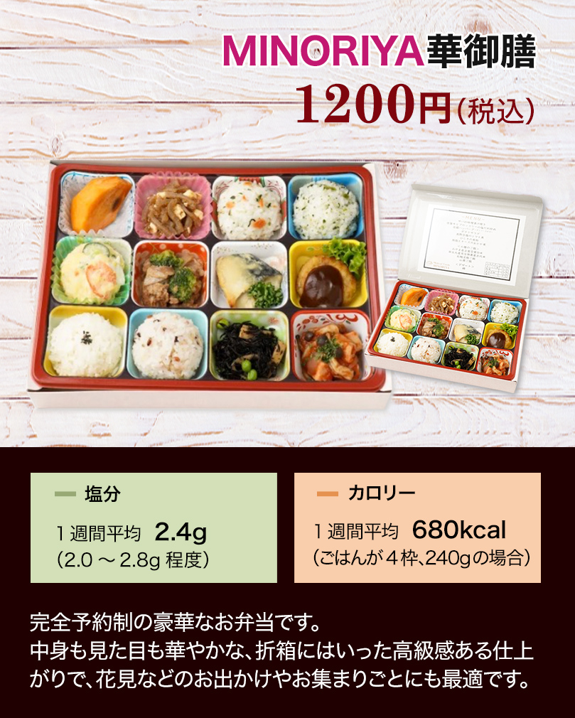 MINORIYA華御膳 1200円(税込)お弁当の写真