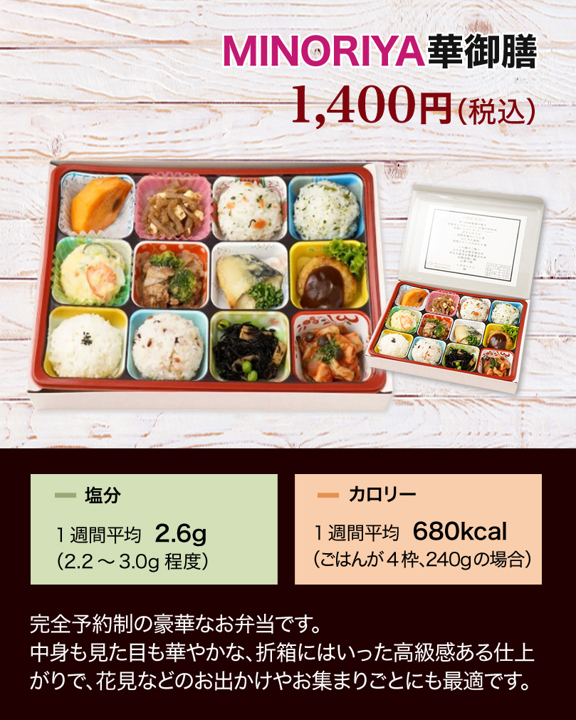 MINORIYA華御膳 1,400円（税込）お弁当の写真